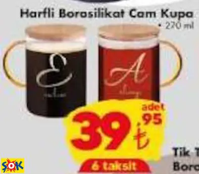 HARFLİ BOROSİLİKAT CAM KUPA